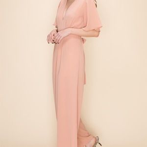 Lightweight peachy salmon colored jumpsuit
